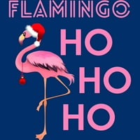 Flamingo Hohoho Коледен ден X -Mas Flamingo Rish Boys Royal Blue Graphic Tee - Дизайн от хора XL