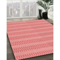 Ahgly Company Machine Pashable Indoor Rectangle Transitional Light Coral Pink Area Rugs, 7 '10'