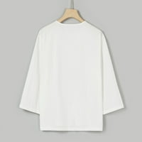 Authormvch ризи с дълъг ръкав за мъже торбисти памучен смес от твърд цвят три четвърти тениски с женски върхове бяло бяло