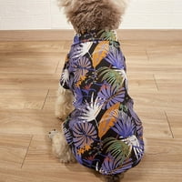 Хавайска кучешка риза - летен хавайски стил дишащ флорален поло тениски готини дрехи за малки средни големи кучета котки домашни любимци, лилаво xl