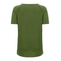 Тениски за апепал за женски v врат, навити с късо ръкав странични летни върхове, облечени ежедневни армии зелени m