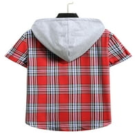 Кратък ръкав ватиран подплатен яке с риза с качулка за мъже качулки върхове ежедневни спортни тениски