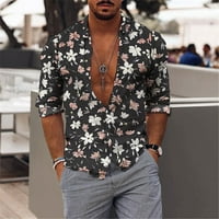 Aueoeo Men's Fashion Casual Comfouned Long Loneve Printed Single Breated Rish Top Clooance гореща продажба
