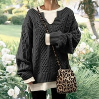 Caicj пуловери за жени дами есен и зима плътно цвят дълъг ръкав v Врат Мода разхлабена ежедневно ленено модел прости пуловери за