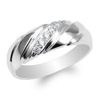 Jamesjenny Ladies 10K White Gold Round CZ луксозен годеж сватбена лента Размер на пръстена 4-10