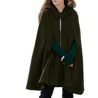 Дамски якета и палта с качулка среден нос зимата реколта палто бутон плащ вълнен палто