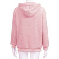 nsendm жени топла зимна топ качулка суичър дами качулка пуловер джъмпер жилетка пуловер плетен риза розово 3x-големи