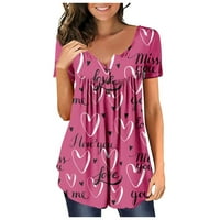 Женския ден на Свети Валентин Любовна тениска с тениска с къс ръкав отгоре горещо розово m
