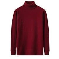 Поло ризи За Мъже Случайни Мода Плътен цвят Висока яка Дълъг ръкав плетен пуловер