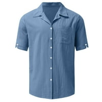 fvwitlyh черни поло ризи за мъже устойчиви бутон с дълъг ръкав предни риза небе небе-син х-голям