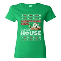 В къщата има няколко HOS в къщата грозен коледен пуловер женска графична тениска, Кели, средна