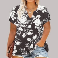 Xihbxyly плюс размер на върховете за жени, тениски за шия за жени с тениска с късо ръкав с тениска секси опакована риза с къс ръкав топ ризи женски летни върхове свободни върхове блуза сделка на ден 2