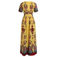 Follure Maxi рокли за жени плюс размер модна жена пеперуда флорална отпечатана v-образно деколте небрежна дълга рокля