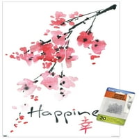 Sakura Tree - Плакат за стена на щастието с pushpins, 14.725 22.375