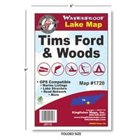 Кингфишър карти водоустойчива карта на езерото Тимс Форд & Уудс езера Тенеси, 24 36 0.2 кг