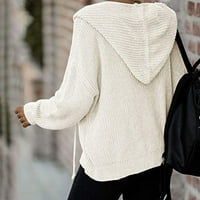 Sngxgn дамски отворени предни жилетка пуловер с дълъг ръкав Отворен предни плетани жилетка Кардигани за жени модерни, бели, размер l