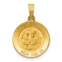 Красива 14K полиран и сатенен медал за медал Сейнт Джоузеф