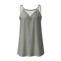 Тренирайте върховете фитнес за жени оребрени цип лято Потници Плътен цвят в врата Дамски ежедневни ризи без ръкави ежедневни секси блузи рокля ежедневни сив хл