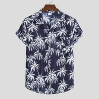 Zermoge Mens Tshirt Blouses Clearance плюс размер Мъжки модни етнически къси ръкав Небрежен печат Хавайска риза Блузна тениска