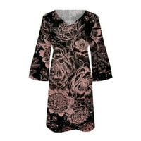 Umitay летни рокли женския моден темперамент елегантен пресен флорален отпечатан мини рокля с V-образно деколте