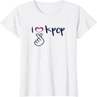 Любов K-Pop Finger Heart Hand Hand Correan Music Fan Цитат тениска