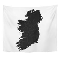 Синя силуета карта Ирландия Държава на флаг Резюме Стеново изкуство за стена висящ гоблен декор за дома за хол спалня общежитие