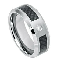 Персонализиран персонализиран гравиращ сватбена лента на пръстена за него и нейните черни въглеродни фибри в инкрустация на скос