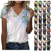 Huachen къси ръкави ризи за дамски летни сладки тийнейджъри блузи модна дантела за домашни работи основни върхове пуловер