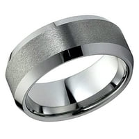 Мъжки волфрамов карбид сватбена лента Пръстен комфорт приляга на скосени ръбове плоски волфрамов пръстен
