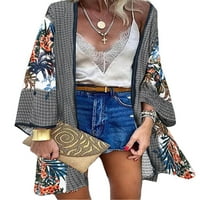 Mytrendy Women Floral Print Bohemian Wrist Long Leanve Beach Baggy Casual Cardigan