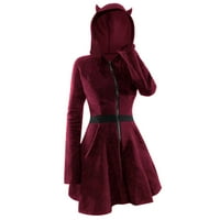 Olyvenn дамски плюс размер небрежни якета за изходни дрехи женски небрежен моден цвят цвят с дълъг ръкав с качулка с качулка червено 10