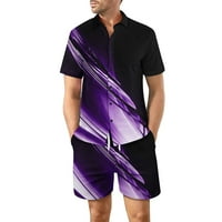 Венини Мъжки хавайски ризи с къс ръкав, Мъже лято Ревера жилетка бутон отпечатани къс ръкав отпечатани плажна риза с джоб плажни панталони костюм свободно време пр