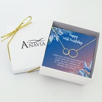 Анавия Честит 50-ти рожден ден подаръци от неръждаема стомана мода колие карта за рожден ден бижута подарък за нея, подарък за рожден ден за баба-[злато безкрайност двоен пръстен, синьо-оранжев подарък карта]