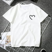 Жени Момичета Плюс Размер Сърце Форма Печат Тениски Риза С Къс Ръкав Т Риза Блуза