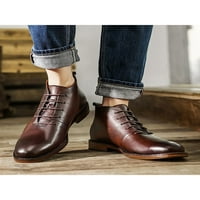 Avamo Men Ress Boot Boot Lace Up Ankle Booties Небрежни зимни ботуши Office Oxford Shoes Work Non Slip Comfort Leather Shoe Brown 10