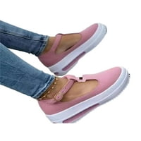 Colisha Women Loafer затворен кръгъл пръст с клинови хляби T-ленти платформа обувки дамски неплъзгащи се ежедневни обувки ретро розово 4.5