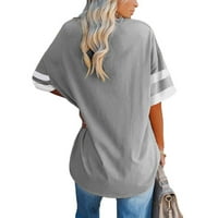 DeLou жени с големи размери тениски с половин ръкав с витрина удобна памучна туника