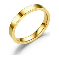 Mishuowoti Gold клас диамантени сватбени пръстени за жени от неръждаема стомана Твърди пръстени сватбена лента пръстени за жени пръстени за мъже Гладки пръстени Геометрия Пръстени Размер злато 10