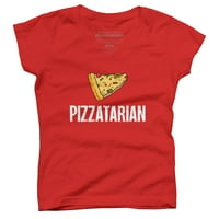Любител на пица, обичам пица, аз съм пицария, емисия на базата на пица момичета червен графичен тройник - дизайн от хора xs