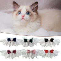 Rygai Pet Collar Clowered Lace Bowknot Fau Pearl Rhinestone Decor Dreas Up Дишащ котешка котешка кучета шалче лирието колие снимка Chihuahua Yorkie дрехи аксесоари, черно, m