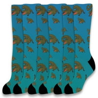 Thiswear Gator Подаръци Сини алигаторни чорапи алигатор Крокодил Подаръци за мъже жени 6-двойни чорапи за новост на екипажа