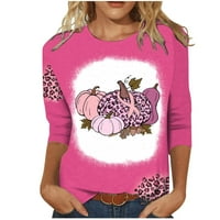 Женски ризи Небрежни летни ръкави Женски моден розов панделка Рак на гърдата осъзнат отпечатани разхлабени тениски ръкави Блуза Екипаж Небрежни върхове