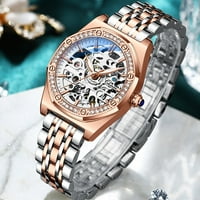 Chenxi New Women Автоматичен механичен часовник Луксозна марка Елегантна дамска часовника розово злато от неръждаема стомана водоустойчиви ръчни часовници - Механични р