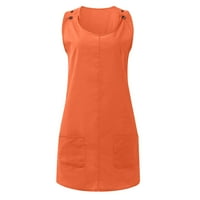 Жените отпечатани Лъжичка врата а-линия мини мода без ръкави лятна рокля оранжев 3хл