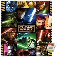 Star Wars: The Clone Wars - Плакат за стена на мрежата с бутални щифтове, 22.375 34