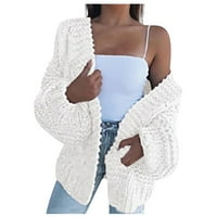 Палто Женска мода плюс размер небрежен дълъг ръкав твърд кардиган хлабав пуловер