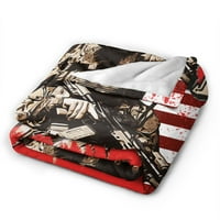 Американски войнишки флаг за хвърляне на одеяло, леко уютно одеяло за меко хвърляне на дивана, 40 x30 хвърлете одеяла за леглото