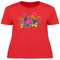 Златни листа и розови цветя тениска жени -Маг от Shutterstock, женски малки