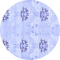 Ahgly Company Indoor Round Oriental Blue Modern Area Rugs, 4 'кръг