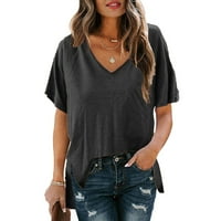Langwyqu Womens v Neck Thiss Summer Casual Short Loweve Loose Fit Tops